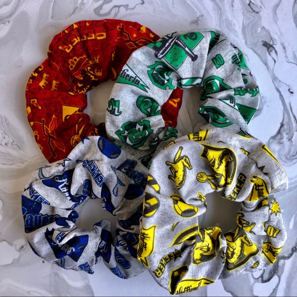 Handmade Hogwarts Houses Scrunchy Set